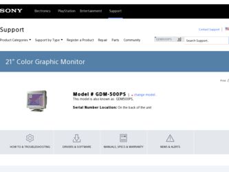 GDM-500PS driver download page on the Sony site