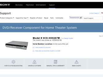 HCD-HDX267W driver download page on the Sony site