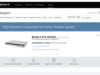 HCD-HDZ235 driver download page on the Sony site