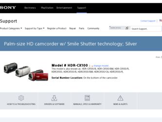 HDR CX100 driver download page on the Sony site