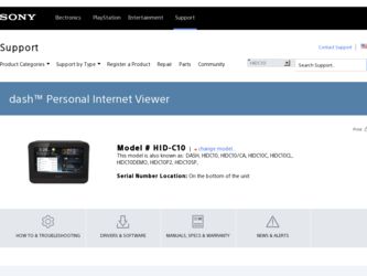 HIDC10 driver download page on the Sony site