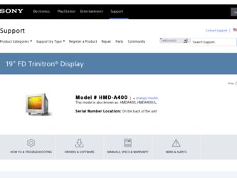 HMD-A400 driver download page on the Sony site