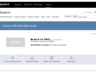 ICF-SW22 driver download page on the Sony site