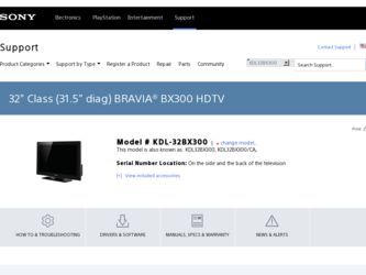 KDL-32BX300 driver download page on the Sony site