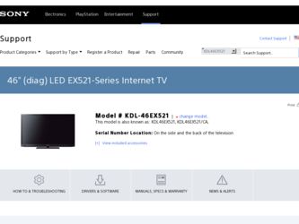 KDL-46EX521 driver download page on the Sony site