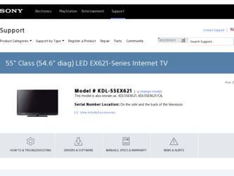 KDL-55EX621 driver download page on the Sony site