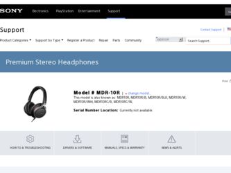 MDR-10R driver download page on the Sony site