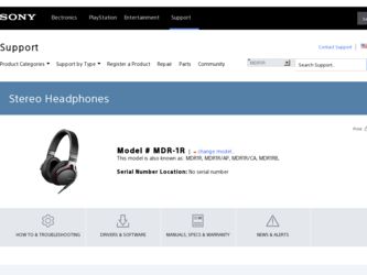 MDR-1R driver download page on the Sony site