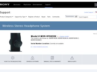MDR-RF985RK driver download page on the Sony site