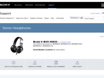 MDR-XB800 driver download page on the Sony site