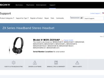 MDR-ZX310AP driver download page on the Sony site