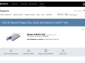 MSFD-20U driver download page on the Sony site