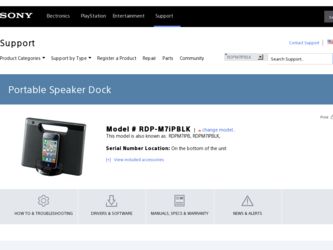 RDP-M7iPBLK driver download page on the Sony site