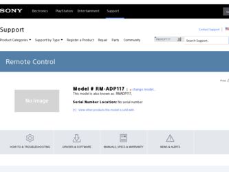 RM-ADP117 driver download page on the Sony site