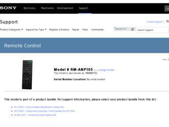 RM-ANP105 driver download page on the Sony site