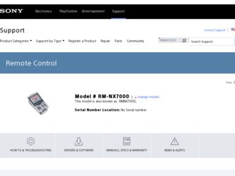 RM-NX7000 driver download page on the Sony site