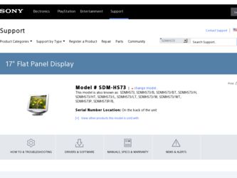 SDM-HS73 driver download page on the Sony site