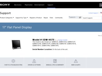 SDM-HS75PB driver download page on the Sony site