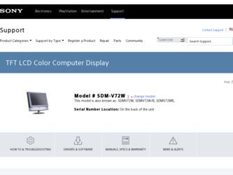 SDM-V72W driver download page on the Sony site