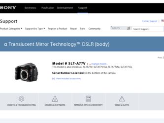 SLT-A77V driver download page on the Sony site