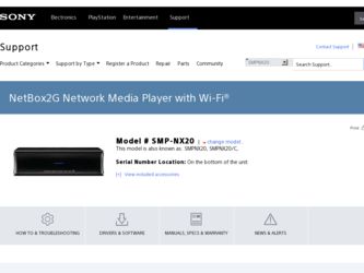 SMP-NX20 driver download page on the Sony site
