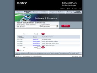 SRPX700P driver download page on the Sony site