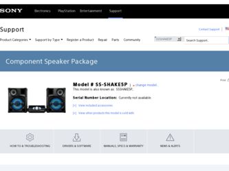 SS-SHAKE5P driver download page on the Sony site