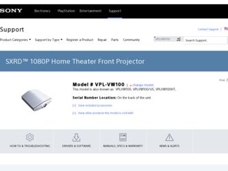 VPLVW100 driver download page on the Sony site