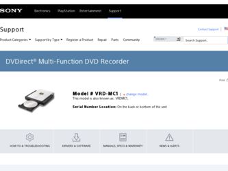 VRD MC1 driver download page on the Sony site