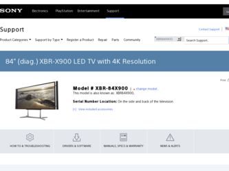 XBR-84X900 driver download page on the Sony site