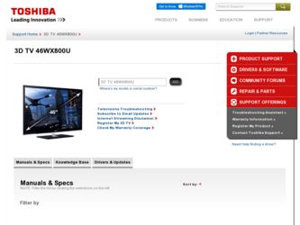 46WX800U driver download page on the Toshiba site