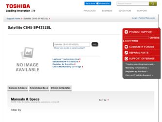 C845-SP4332SL driver download page on the Toshiba site