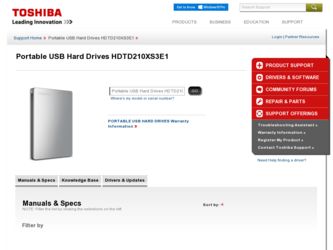 HDTD210XS3E1 driver download page on the Toshiba site