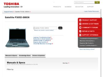 P305D-S8836 driver download page on the Toshiba site