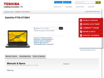 P750-ST5N01 driver download page on the Toshiba site