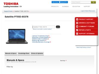 P755D-S5378 driver download page on the Toshiba site