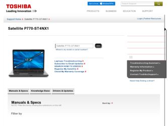 P770-ST4NX1 driver download page on the Toshiba site