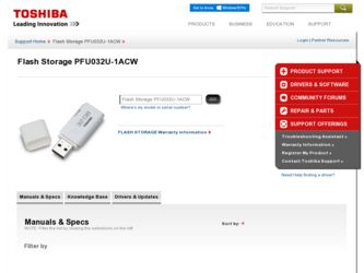 PFU032U-1ACW driver download page on the Toshiba site