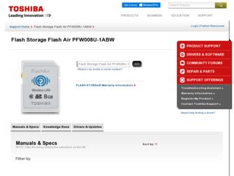 PFW008U-1ABW driver download page on the Toshiba site