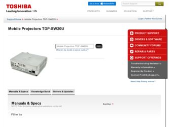 TDP-SW20U driver download page on the Toshiba site