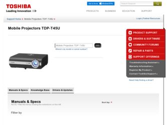 TDP-T45U driver download page on the Toshiba site