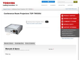 TDP-TW355U driver download page on the Toshiba site