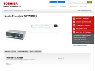 TLP-WX100U driver download page on the Toshiba site