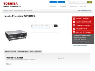 TLP-X150U driver download page on the Toshiba site