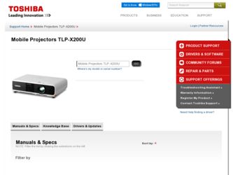 TLP-X200U driver download page on the Toshiba site