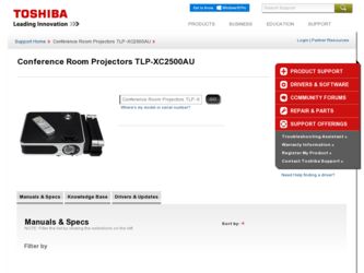 TLP-XC2500AU driver download page on the Toshiba site