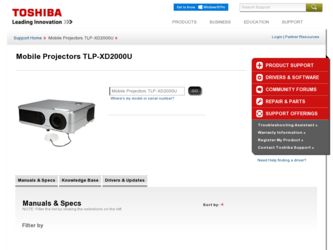 TLP-XD2000U driver download page on the Toshiba site