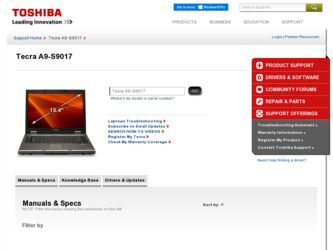 Tecra A9-S9017 driver download page on the Toshiba site