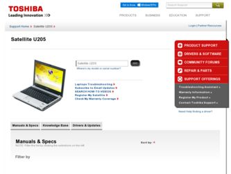 U205 driver download page on the Toshiba site