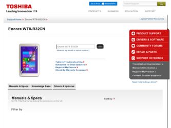 WT8-B32CN driver download page on the Toshiba site